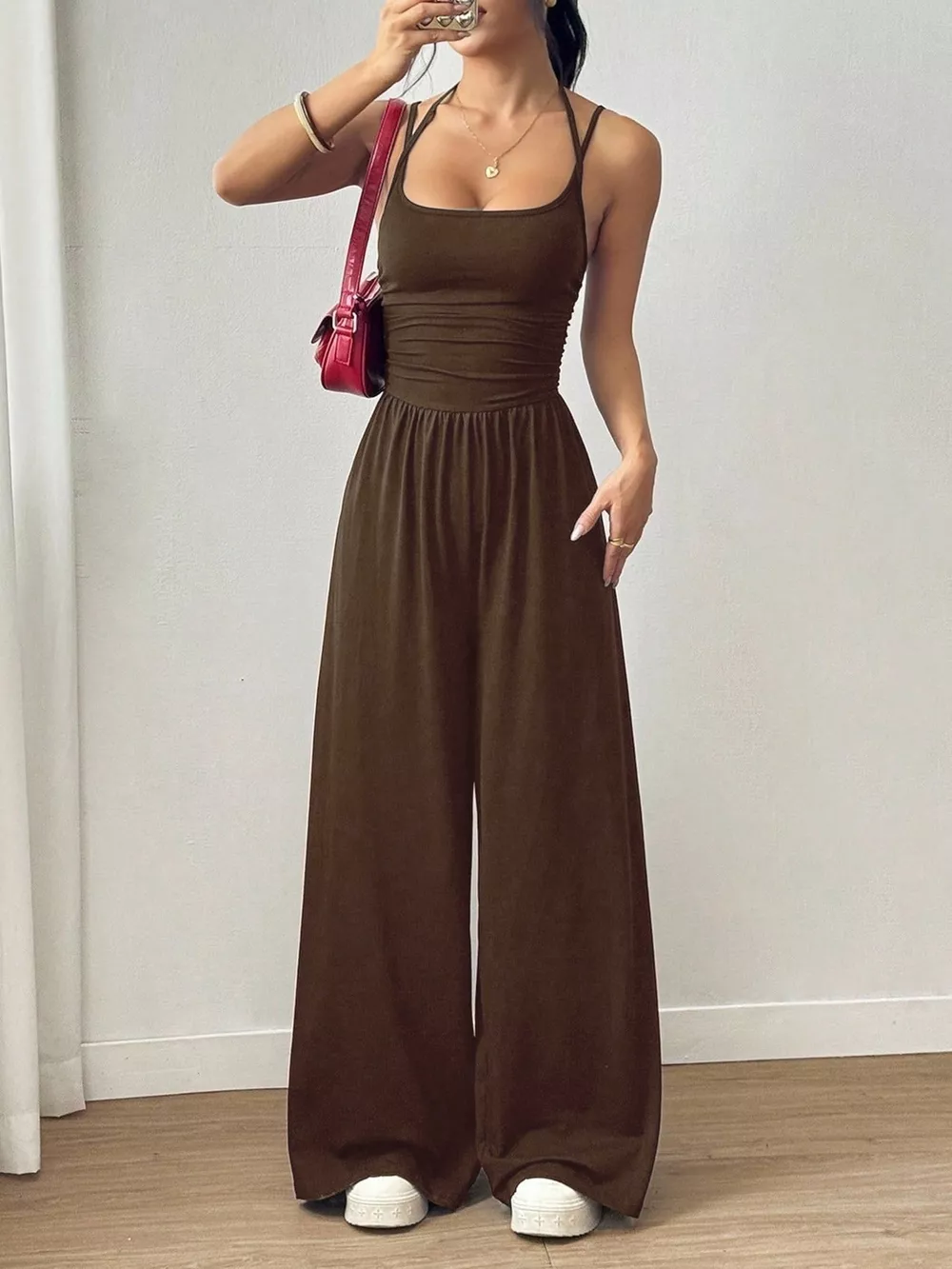 Spaghetti Strap Wide-Leg Jumpsuit, image 3
