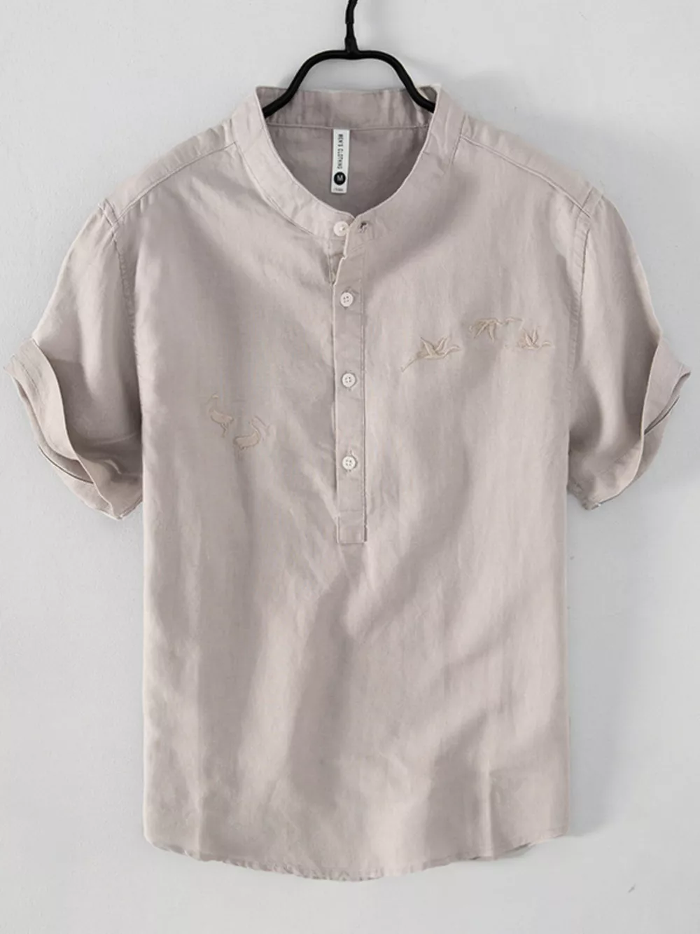 Men's Plus Size Button Detail Short Sleeve Blouse, image 5