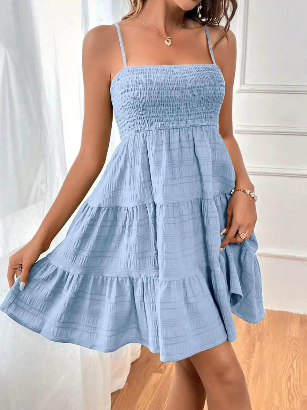 Smocked Tiered Cami Dress, image 15