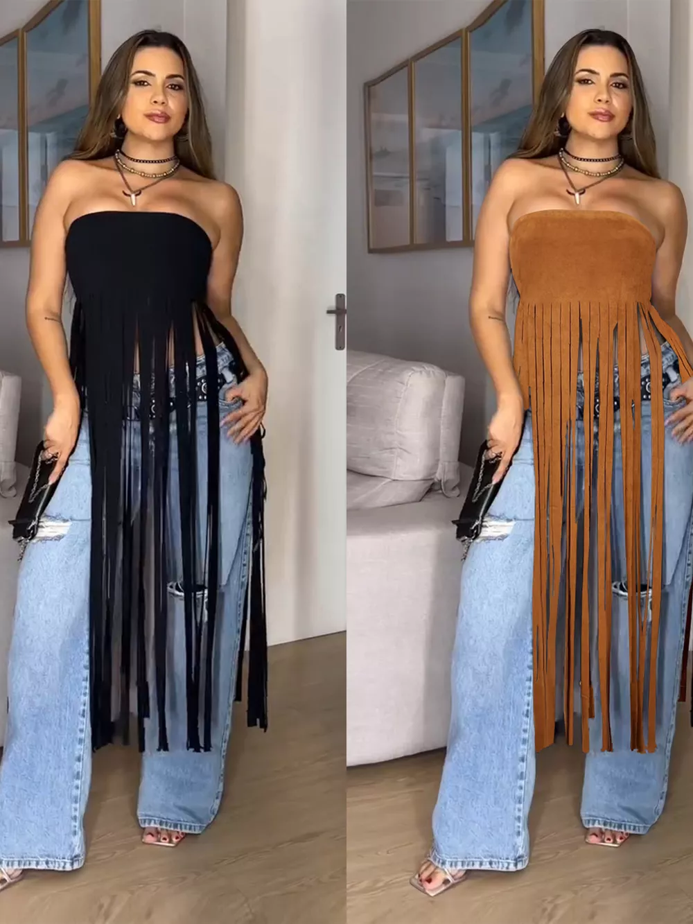 Fringe Trim Tube Top, image 3