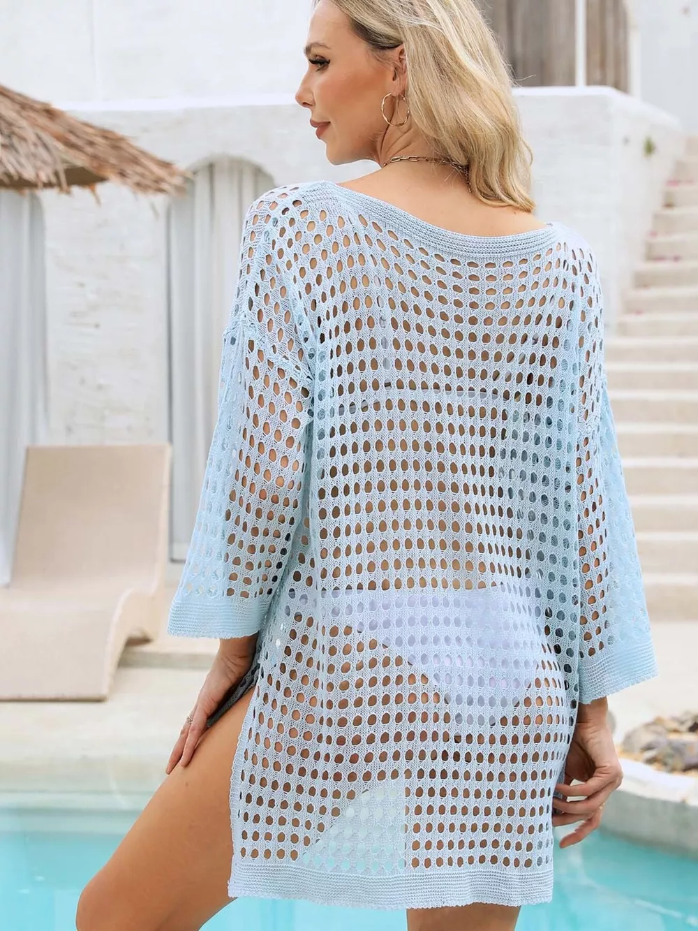 Crochet Knit Slit Cover Up, image 13