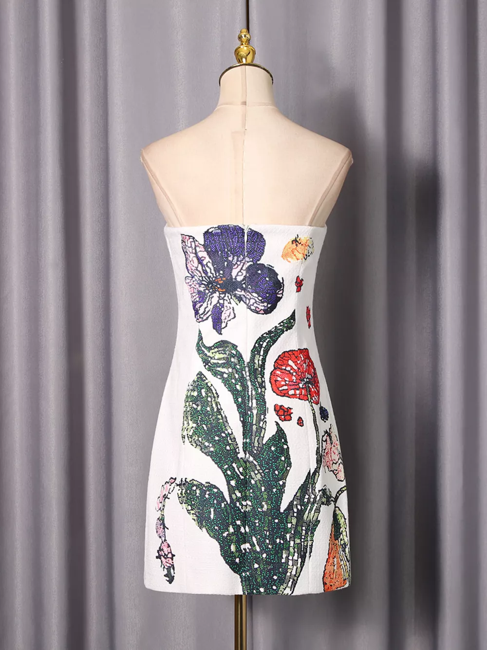 Strapless Floral Mini Dress, image 5