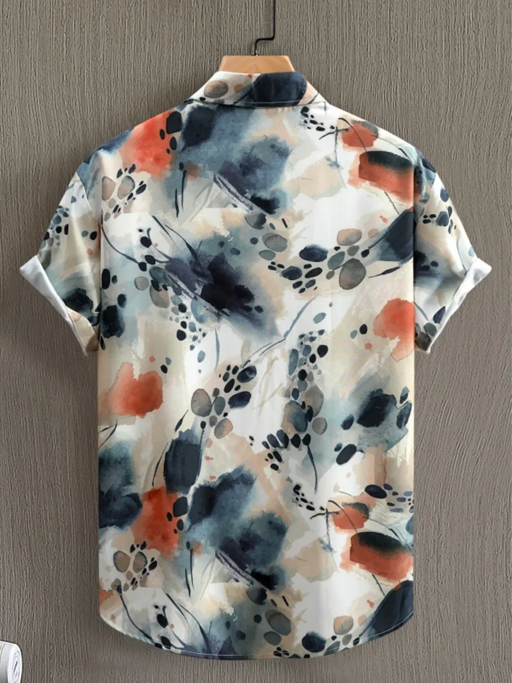 Men's Printed Button Up Short Sleeve Shirt, image 2
