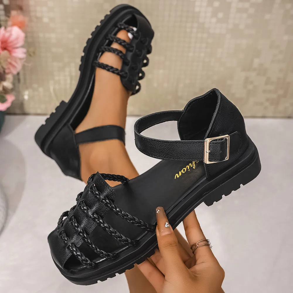 Braided Ankle Strap Sandals, image 3