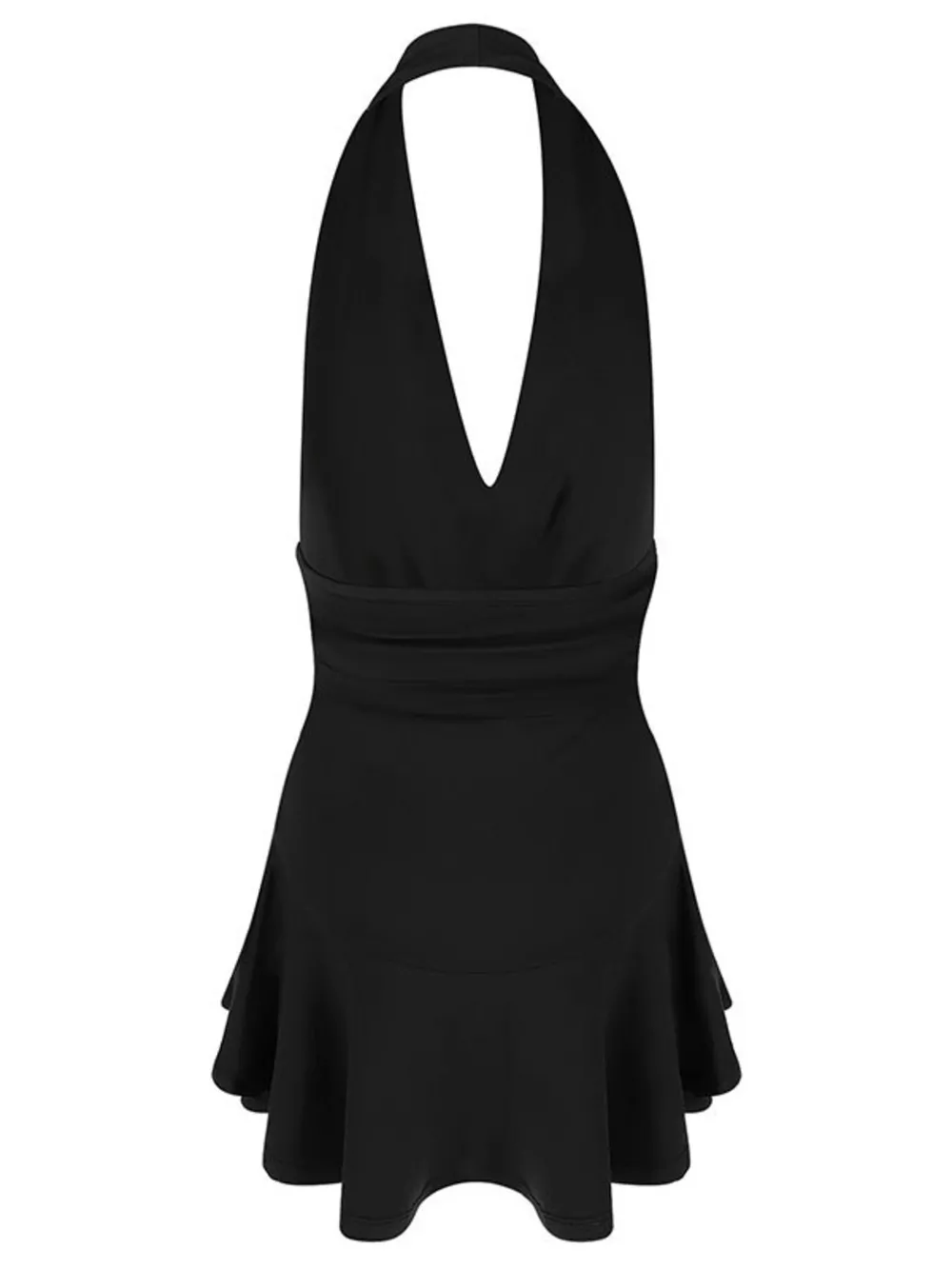 Halter Neck Ruffle Hem Mini Dress, image 4