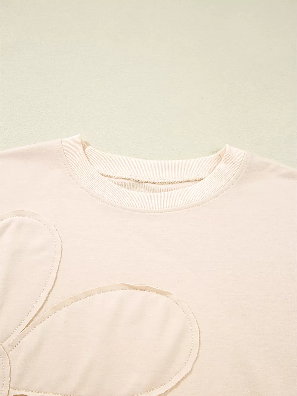 Raw Edge Flower Patch Drop Shoulder Casual Top, image 19