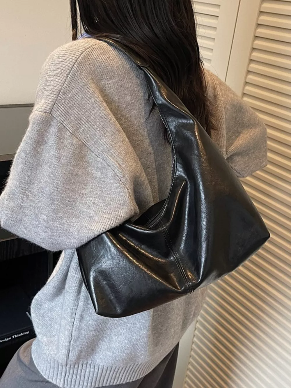 PU Leather Hobo Shoulder Bag, image 3
