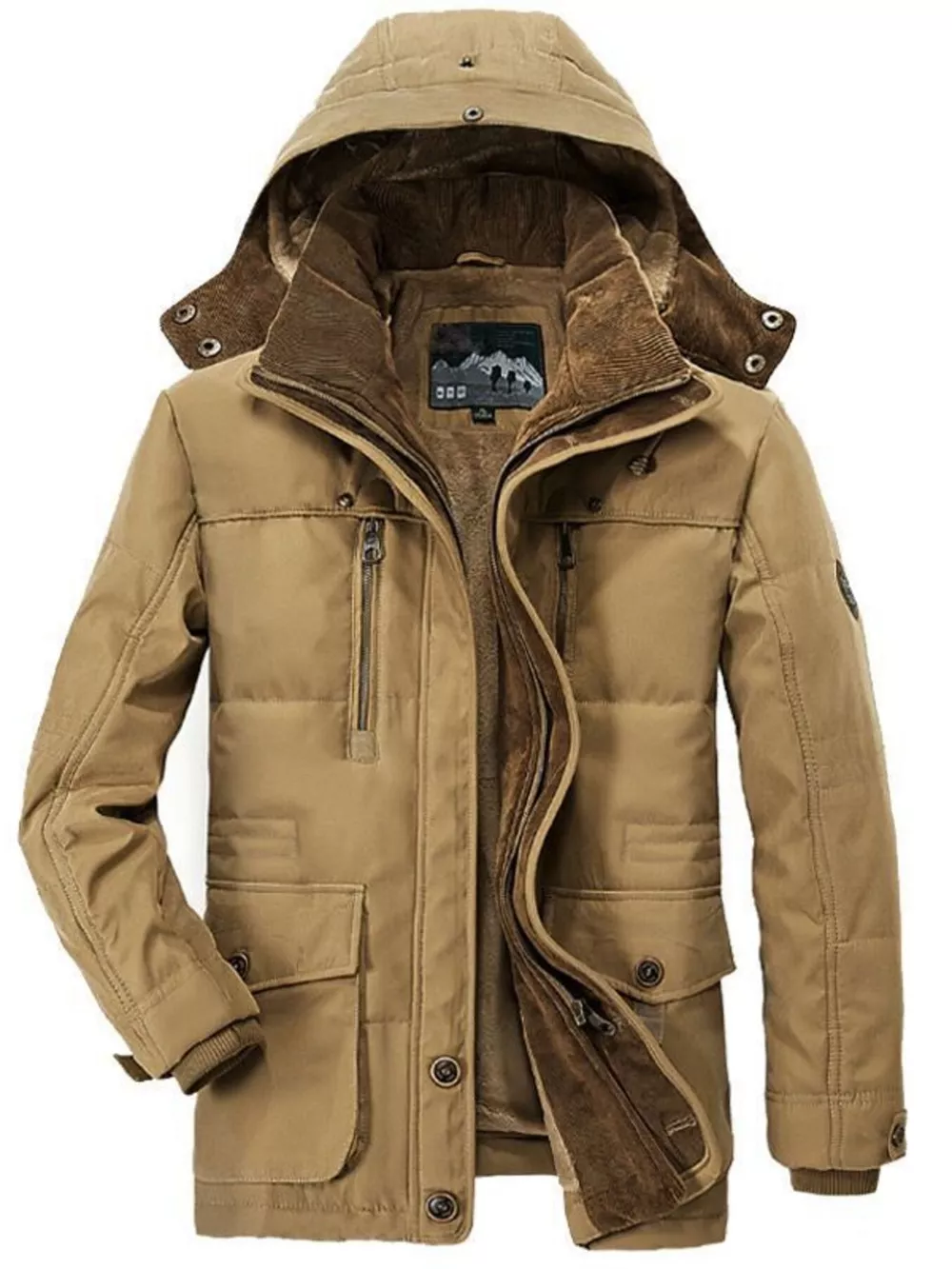 Men's Plus Size Zip Up Hooded Winter Coat, image 5