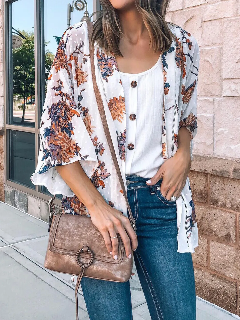Floral Print Open Front Cover Up, image 4