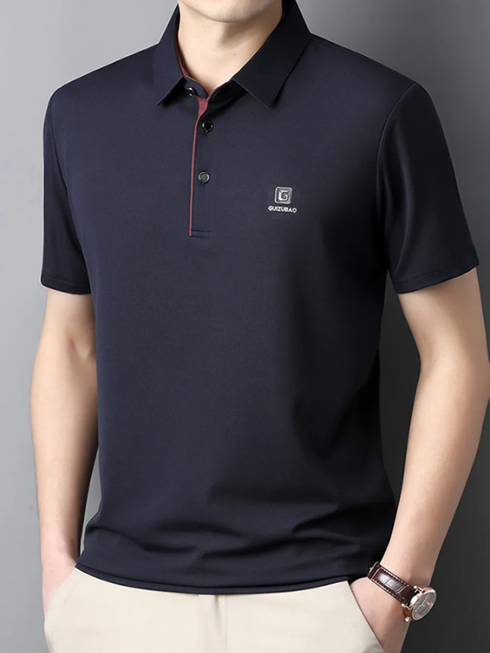 Men's Full Size Button Detail Short Sleeve Polo Plus Size, image 8