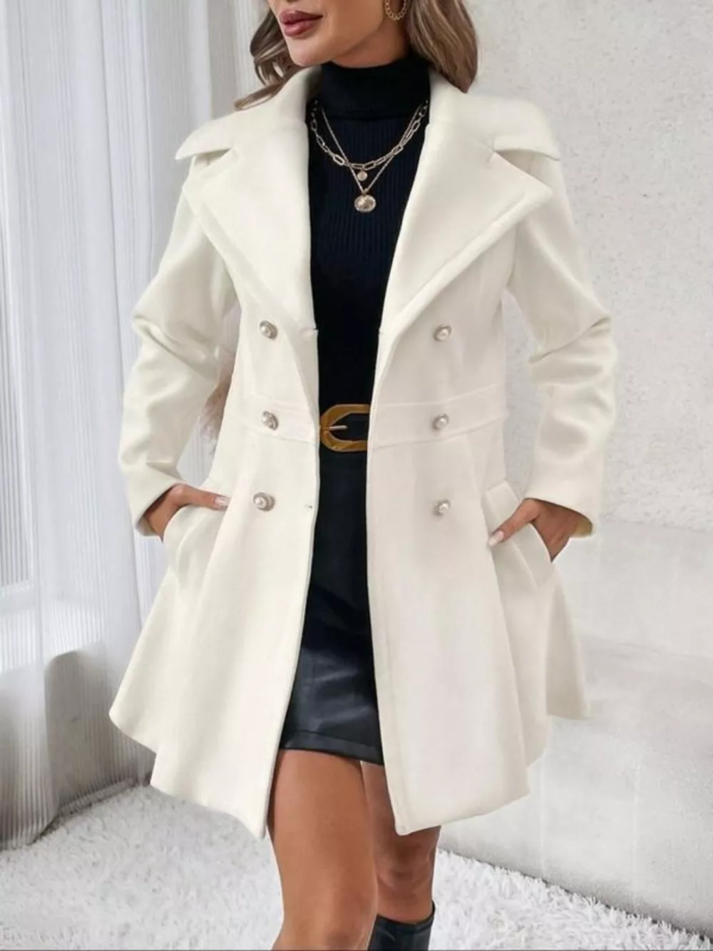 Double-Breasted Peplum Coat, image 2