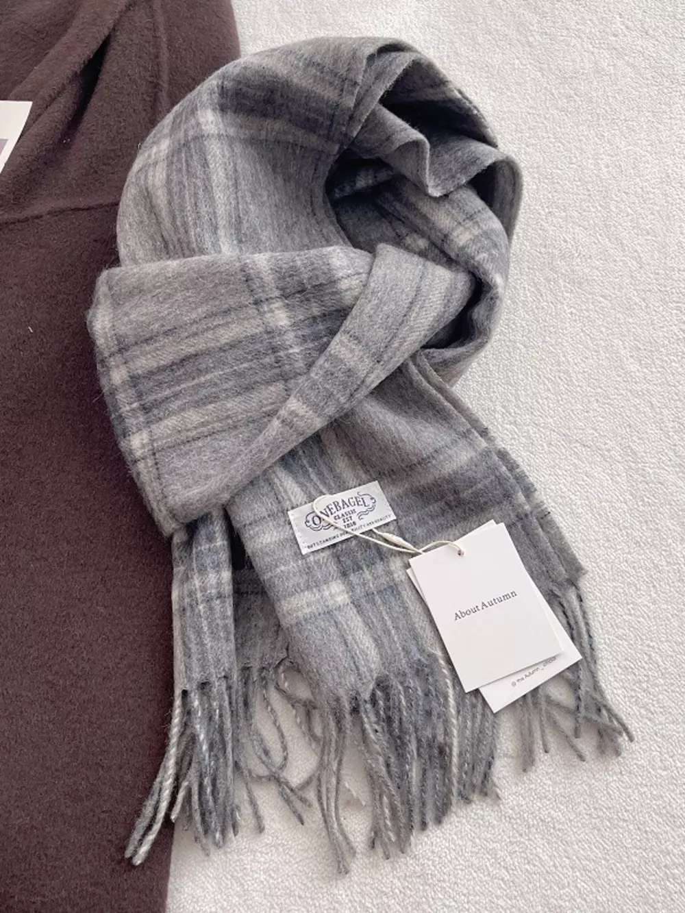 100% Wool Plaid Fringe Scarf, image 4
