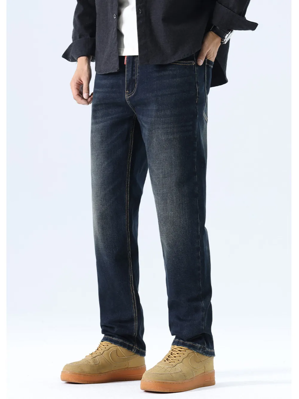 Men's Straight Leg Washed Jeans, image 5
