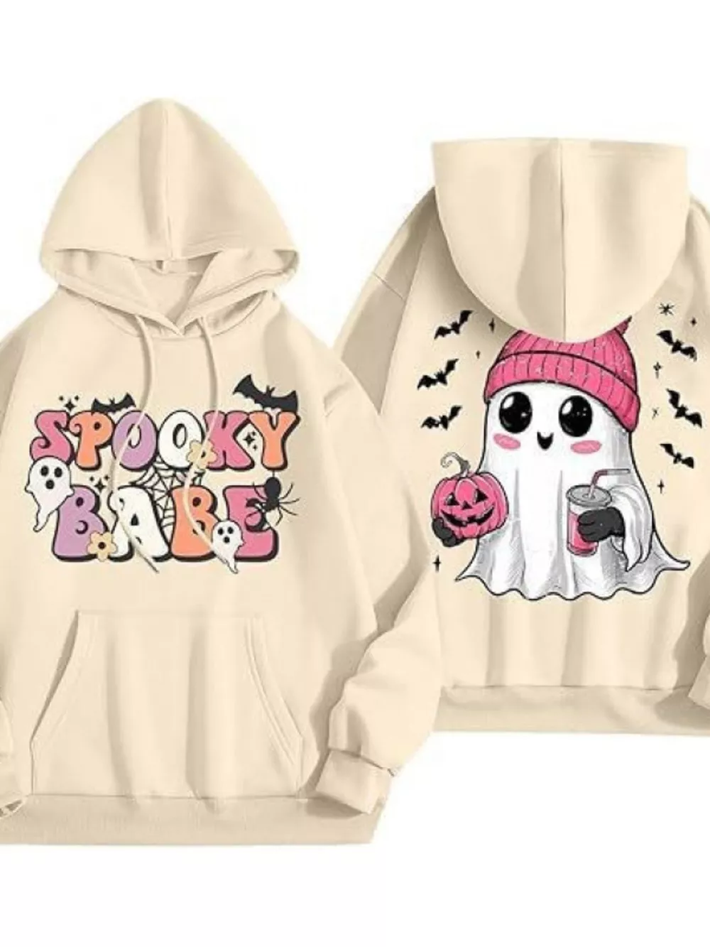 Full Size Halloween Graphic Long Sleeve Hoodie Plus Size, image 2