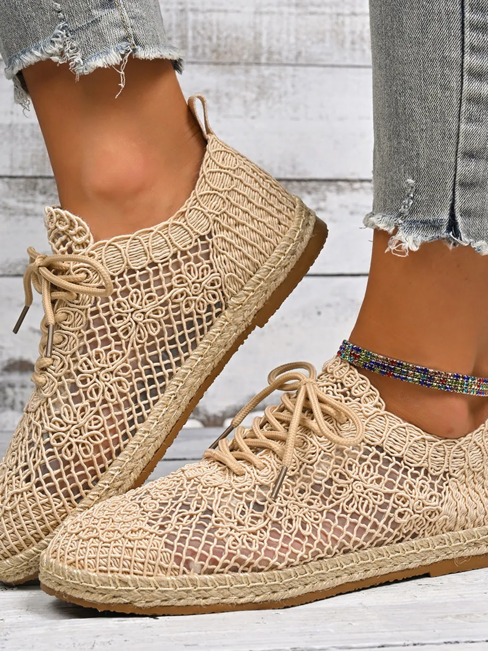 Breathable Woven Lace Up Sneakers, image 3