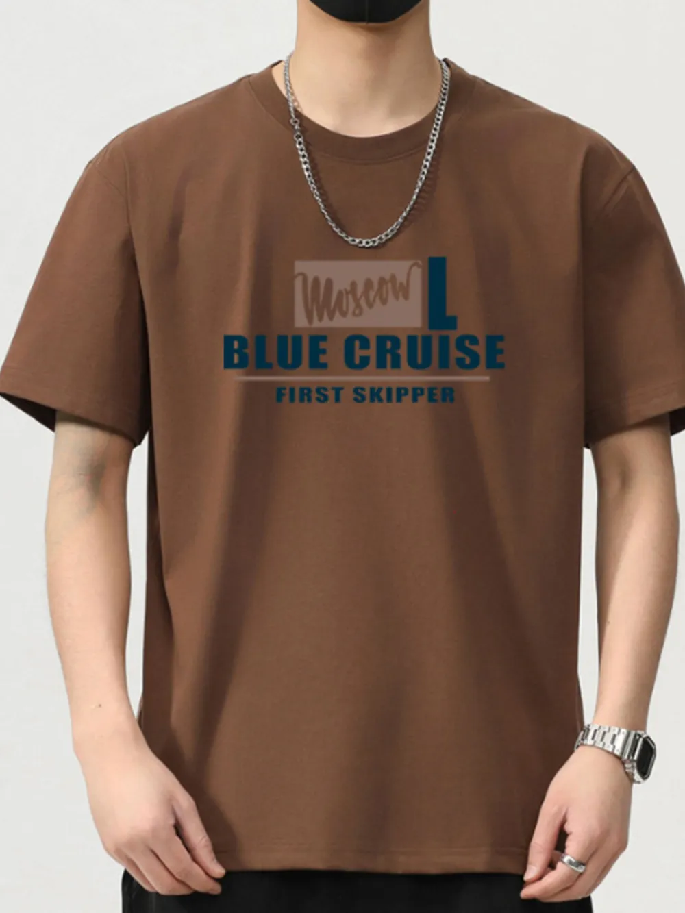 Men's Plus Size Letter Round Neck Short Sleeve T-Shirt, image 3