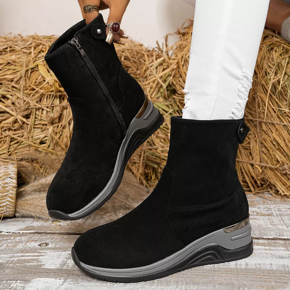 Suede Ankle Boots with Wedge Heel, image 9