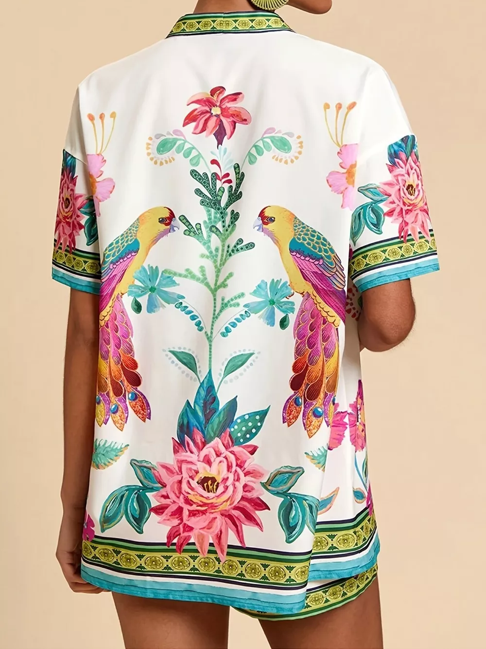 Printed Open Front Cardigan and Shorts Set, image 8