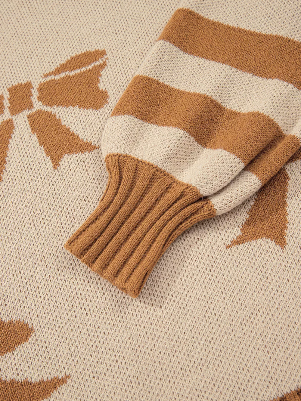 Ribbon Bow Checkered Striped Sleeve Drop Shoulder Sweater, image 4
