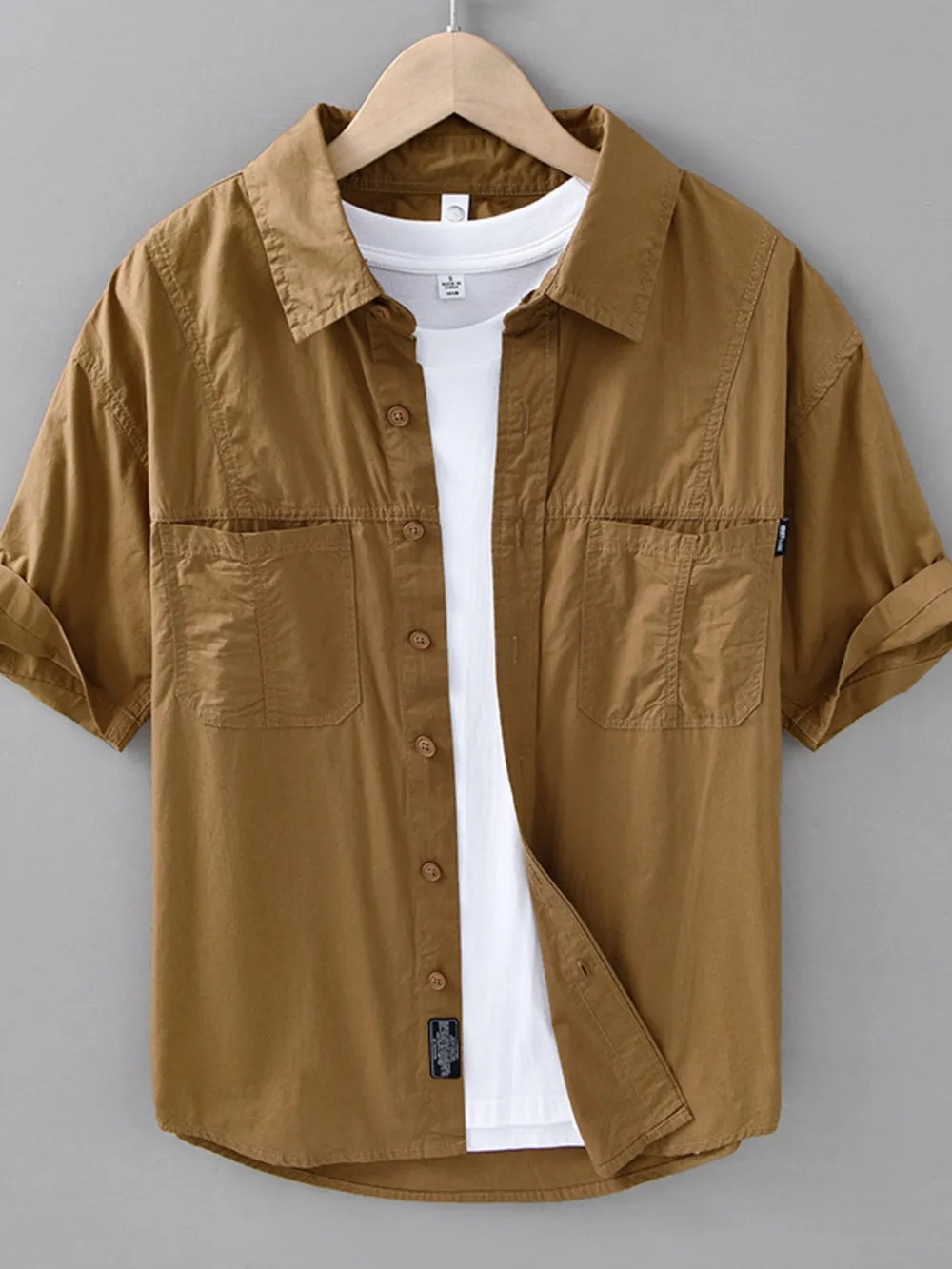 Men's Plus Size Casual Short Sleeve Button-Down Shirt, image 2