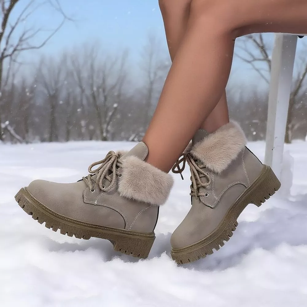 Lace Up Round Toe Block Heels Boots, image 2