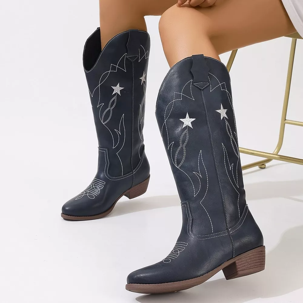 Western Star Embroidered Cowboy Boots, image 5