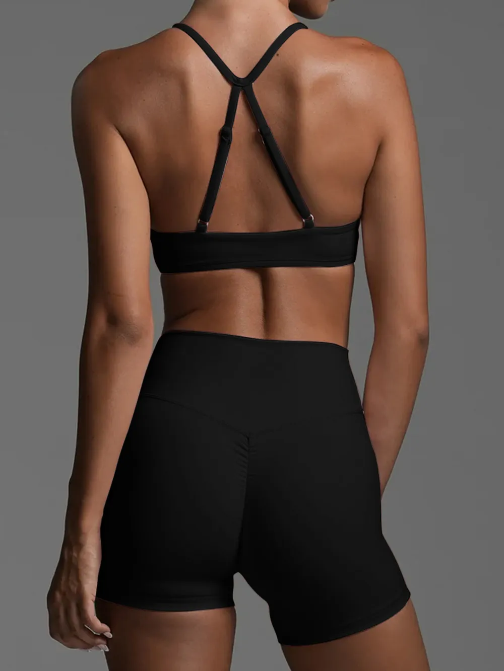Ruched Sports Bra and High-Waisted Shorts Active Set, image 2