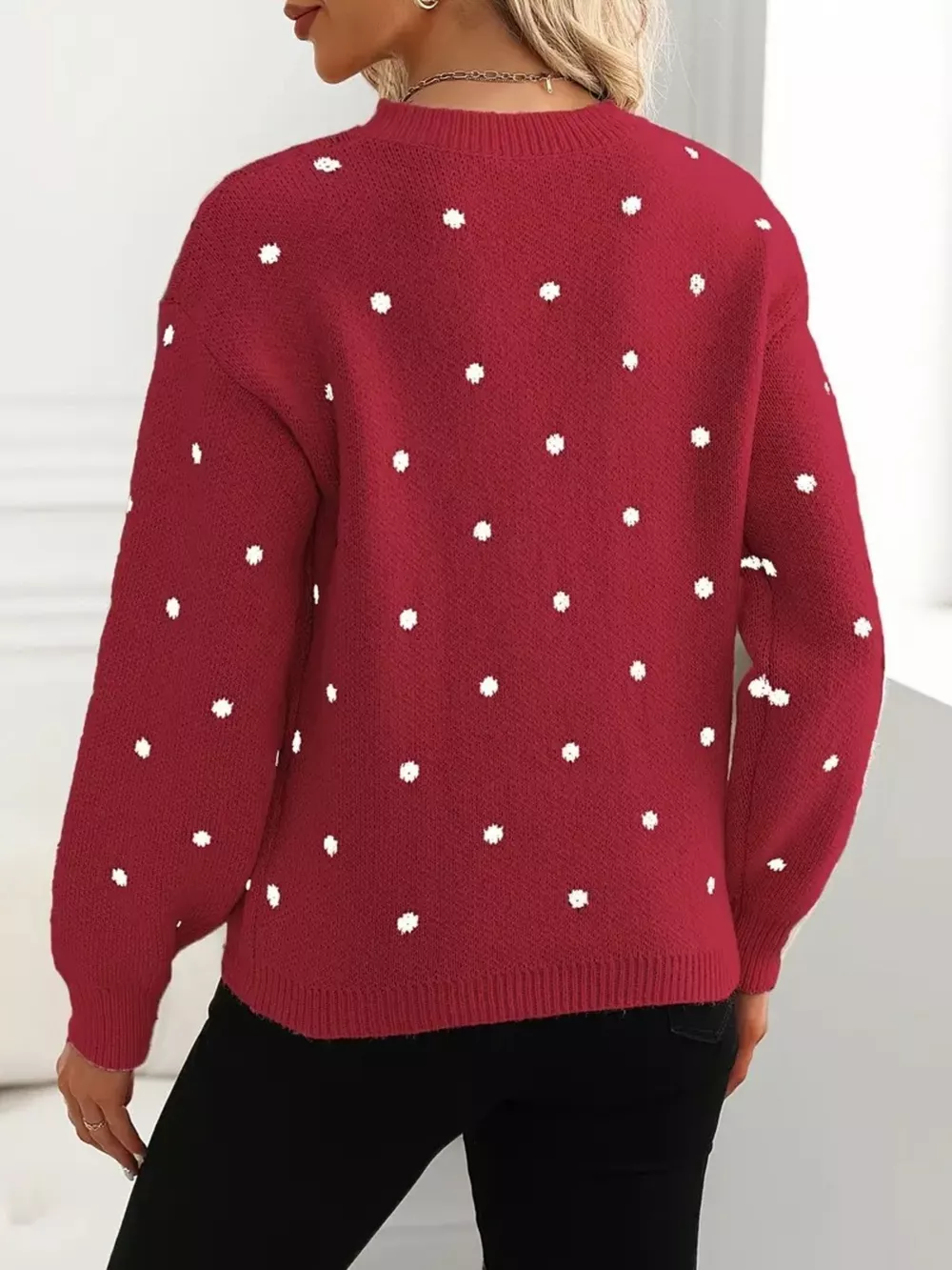 Polka Dot Long Sleeve Sweater, image 7