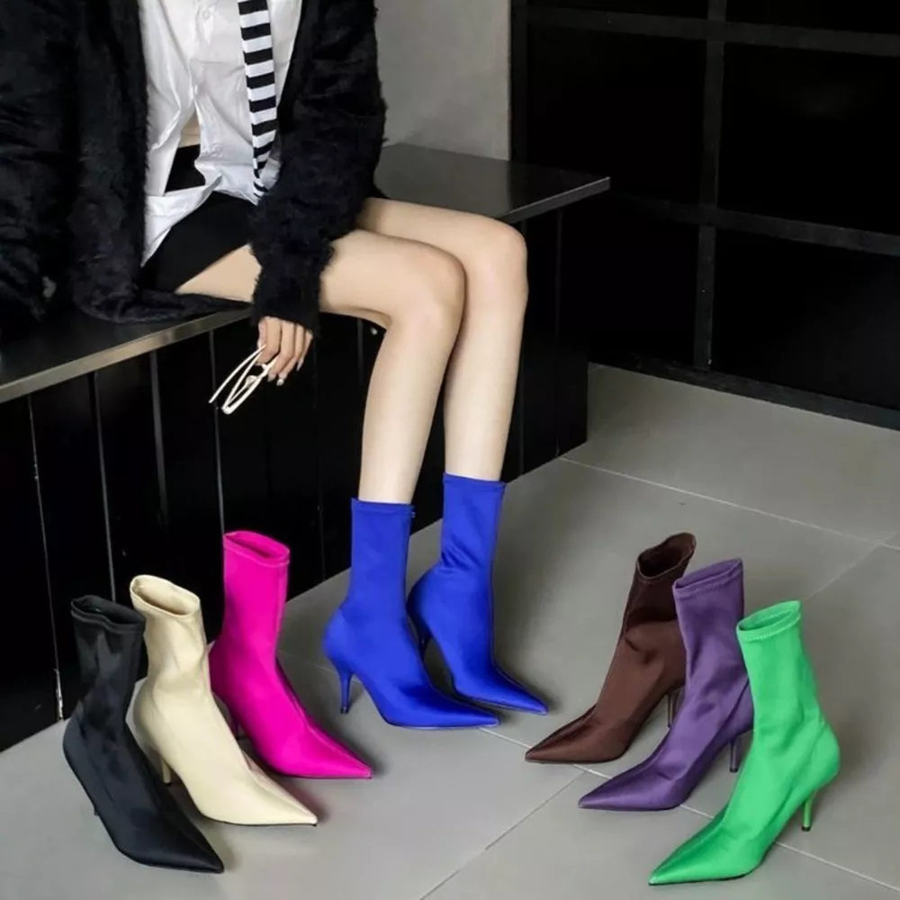 Point Toe Mid Heel Boots, image 2