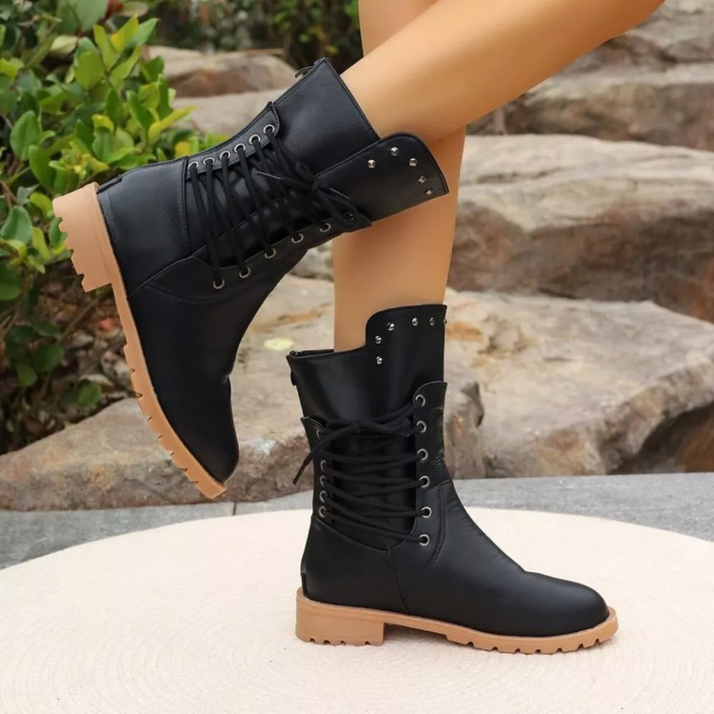 Studded Lace-Up Boots, image 5