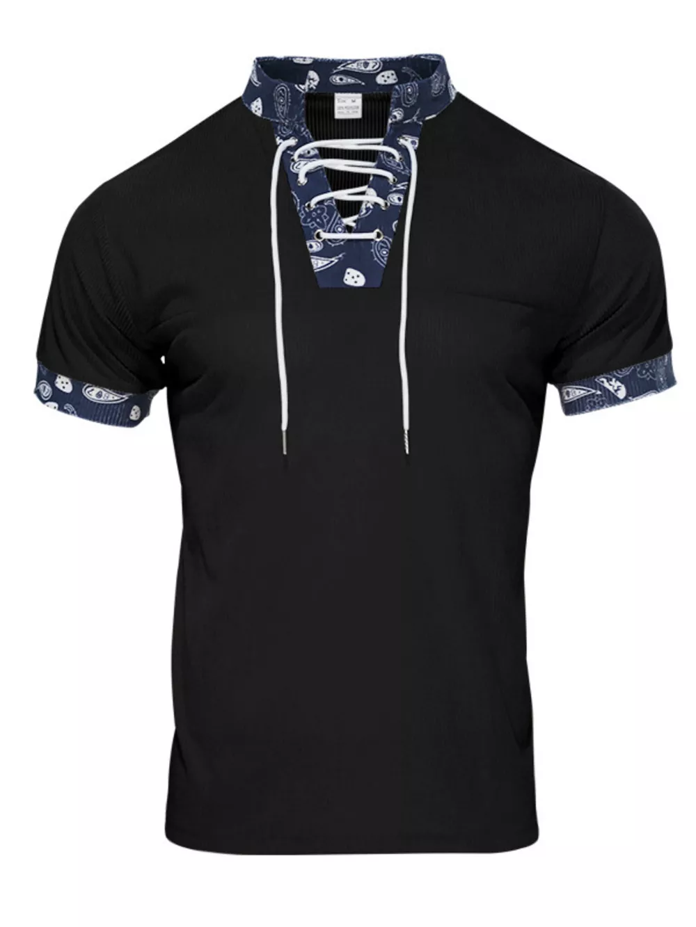 Men's Full Size Lace-Up Collar T-Shirt Plus Size, image 5