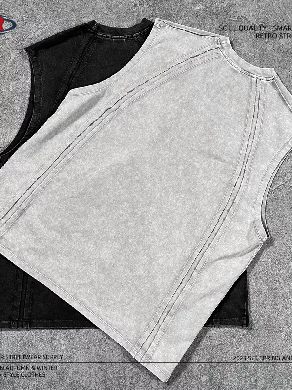 Men's Vintage Washed Round Neck Tank Top, image 3