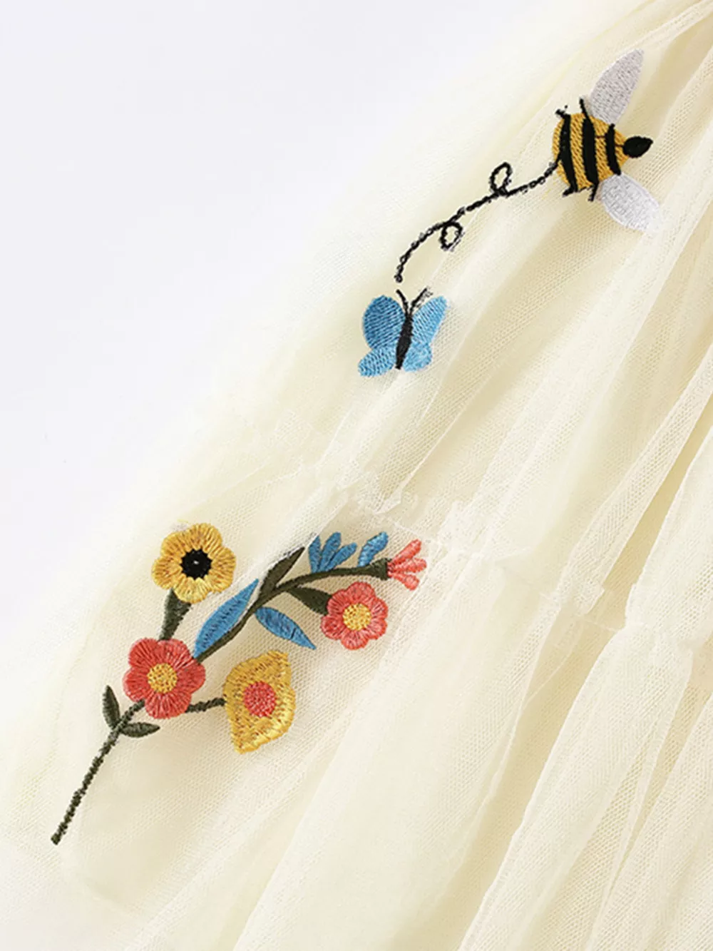 Children's Cute Embroidered Tulle Tiered Dress, image 3