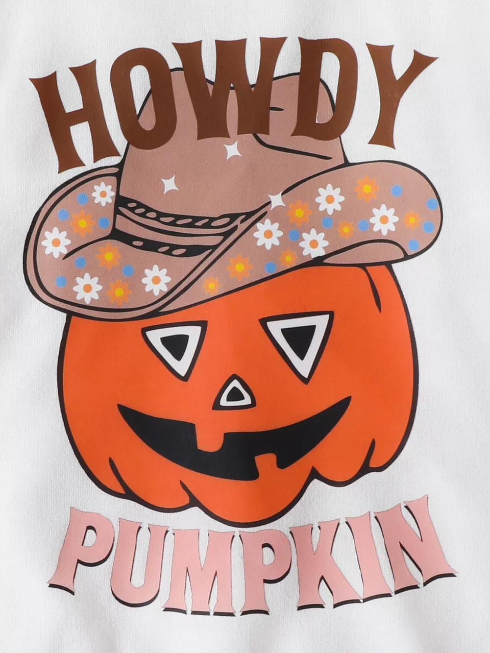 Children's Howdy Pumpkin Graphic Long Sleeve Sweatshirt and Ribbed Bell Pants Set, image 3