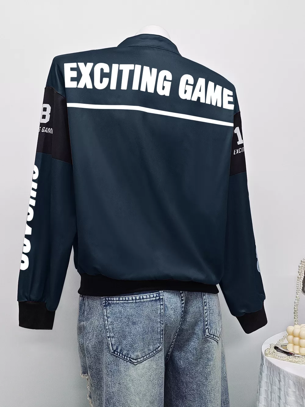 Letter Print Zip Up Jacket, image 14