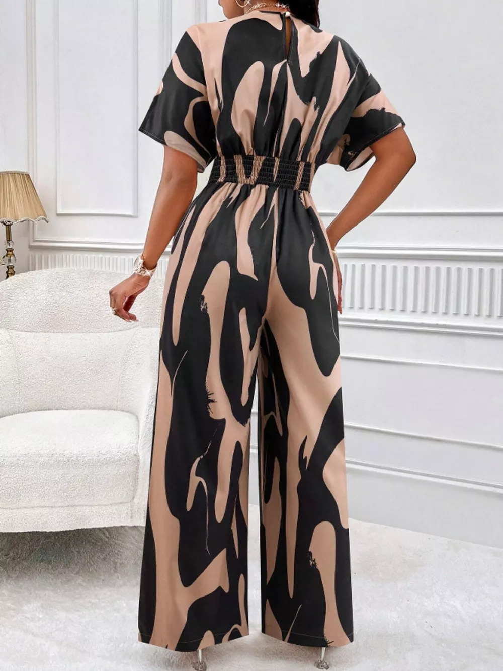 Abstract Print Wide-Leg Jumpsuit, image 9