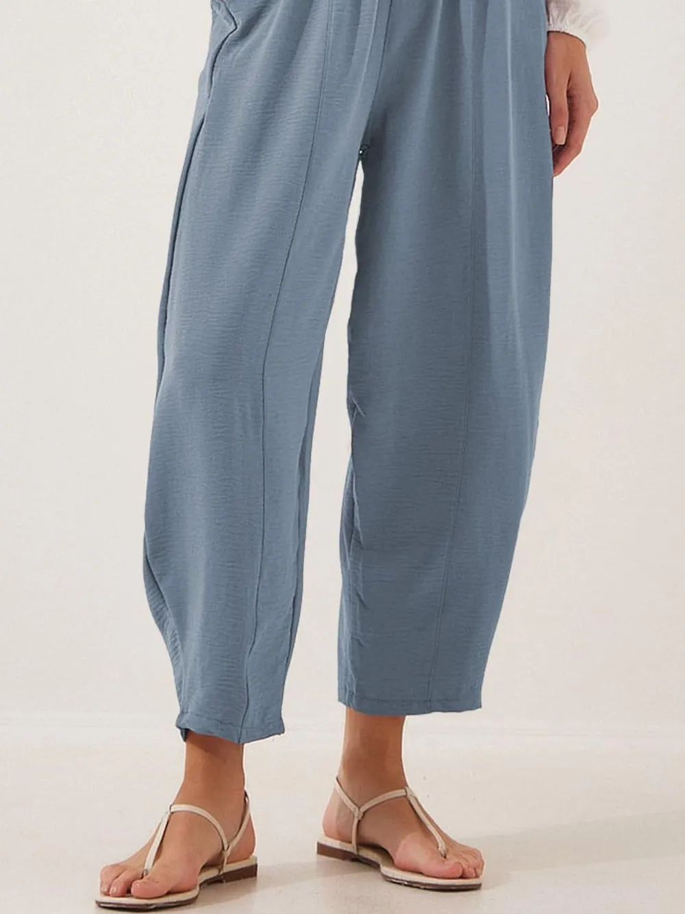 Full Size Drawstring Wide Leg Cropped Pants Plus Size, image 24
