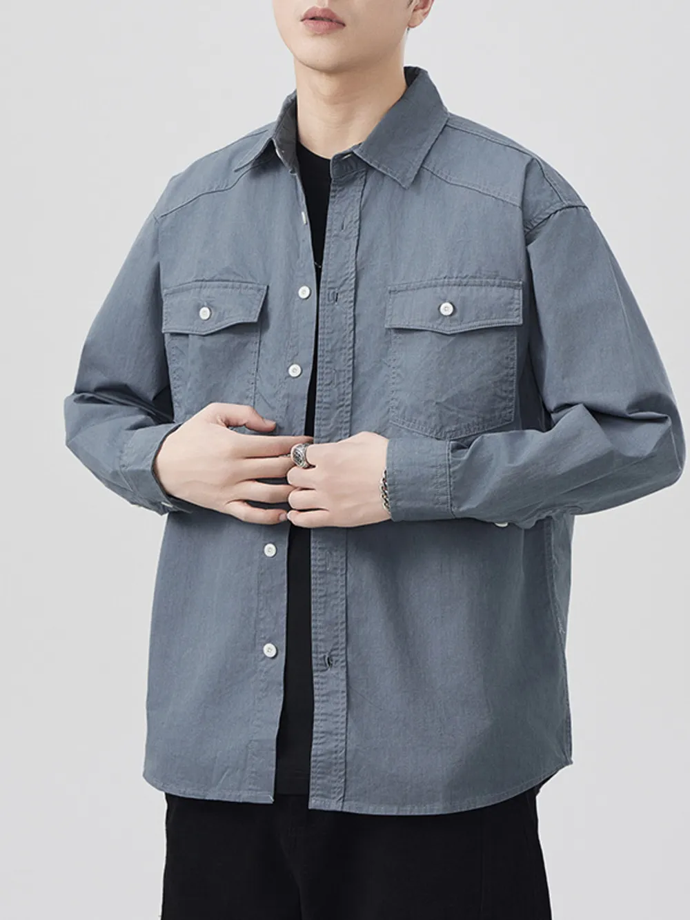 Men's Plus Size Button Up Long Sleeve Shirt, image 5