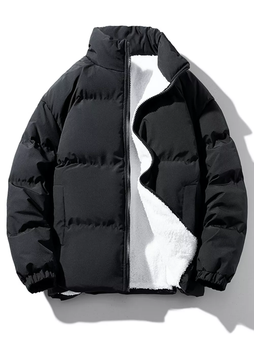 Men's Plus Size Zip Up Sherpa Lined Puffer Jacket
