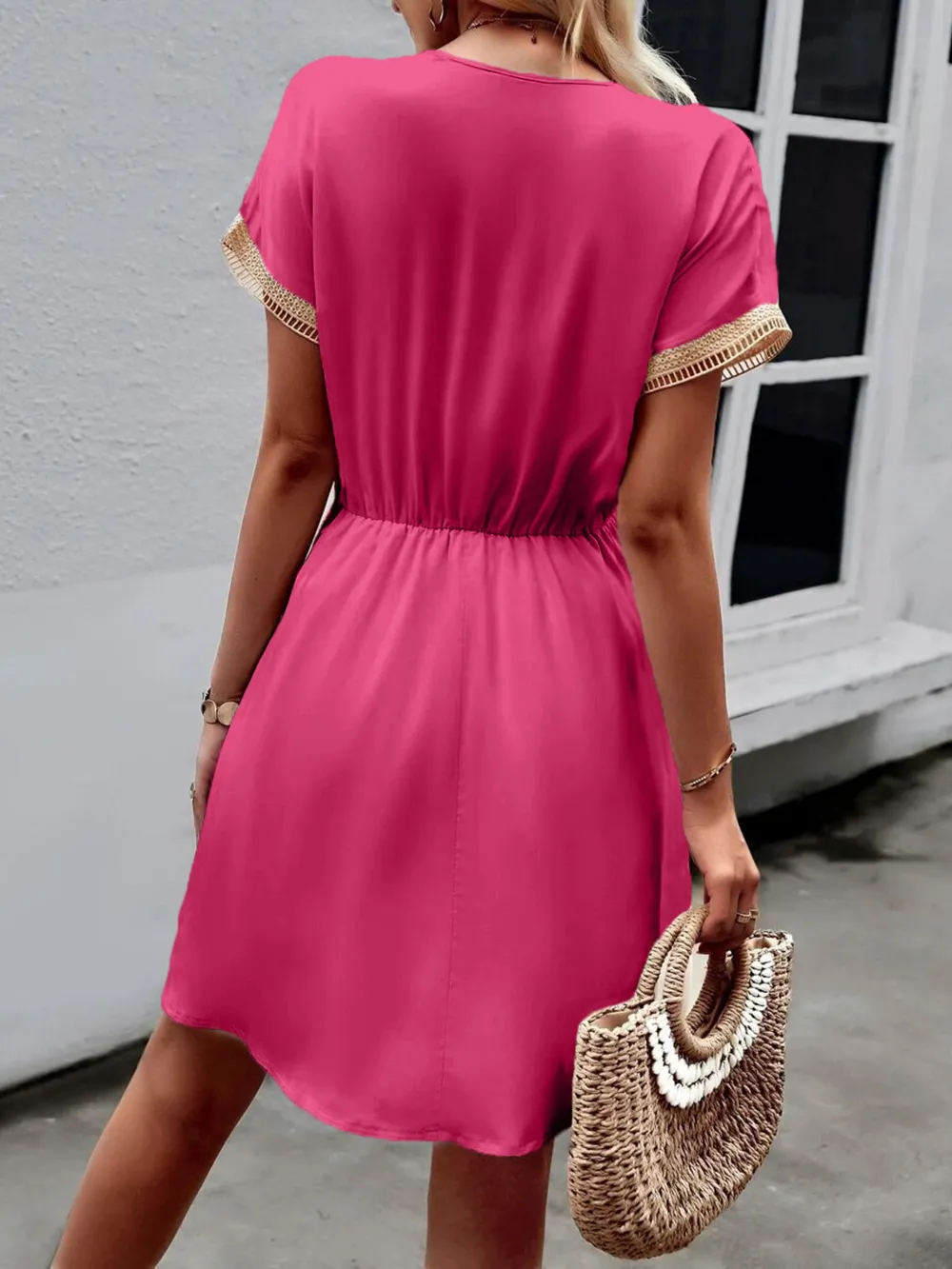 V-Neck Short Sleeve Mini Dress, image 19