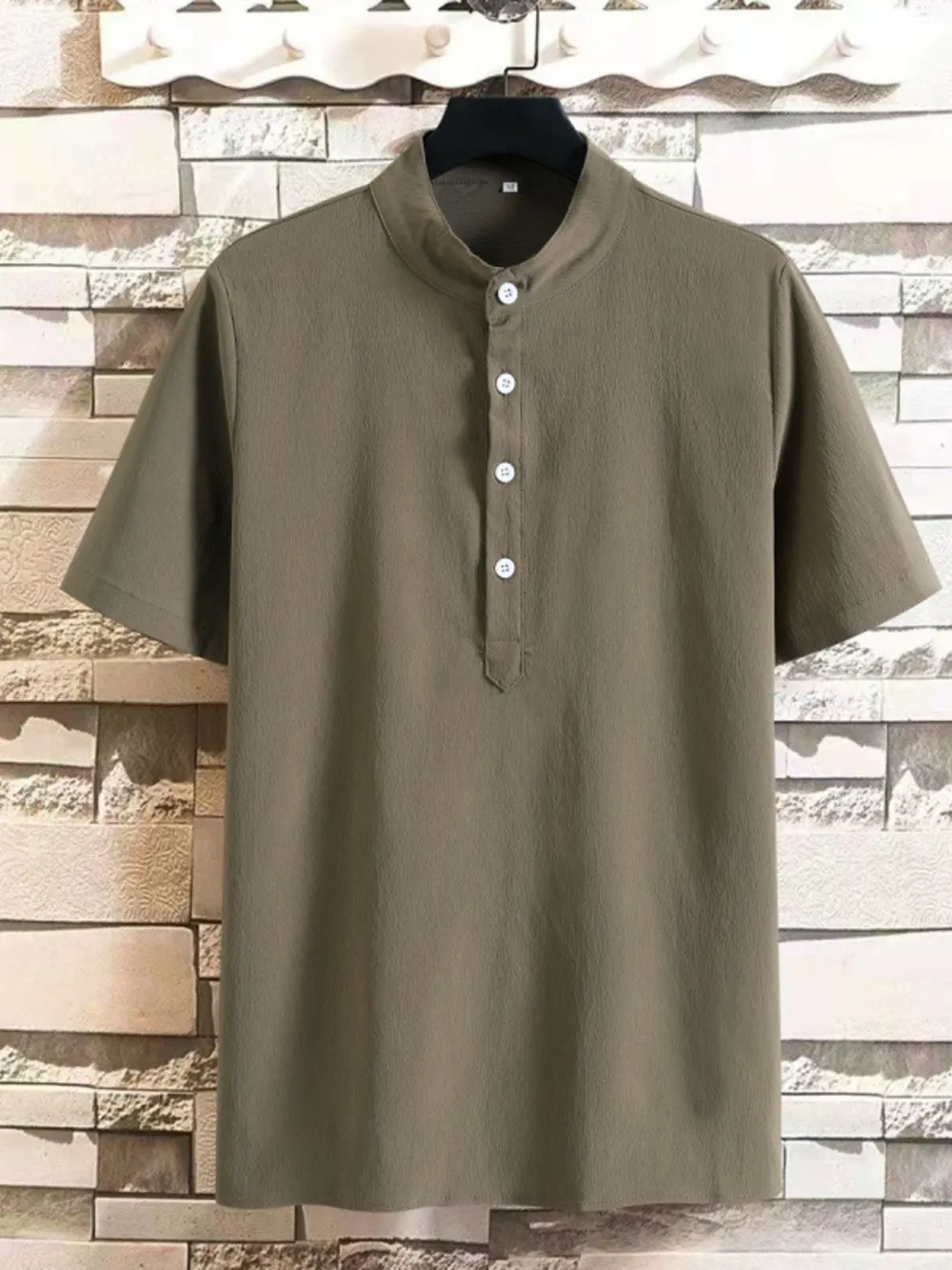 Men's Plus Size Button Detail Short Sleeve Blouse