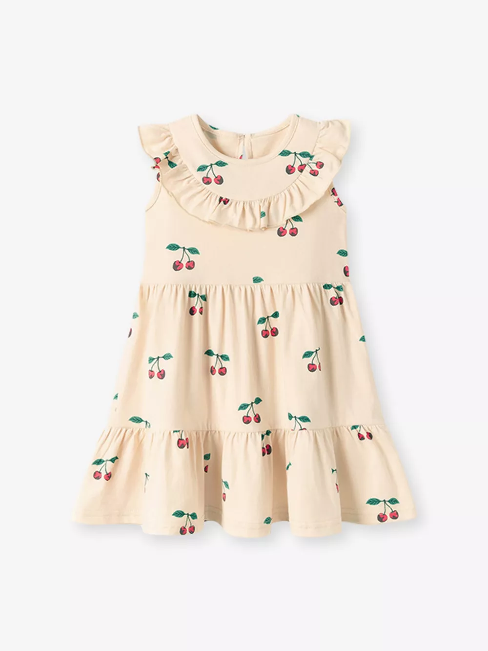 Children's Cherry Print Ruffle Neck Dress, image 2