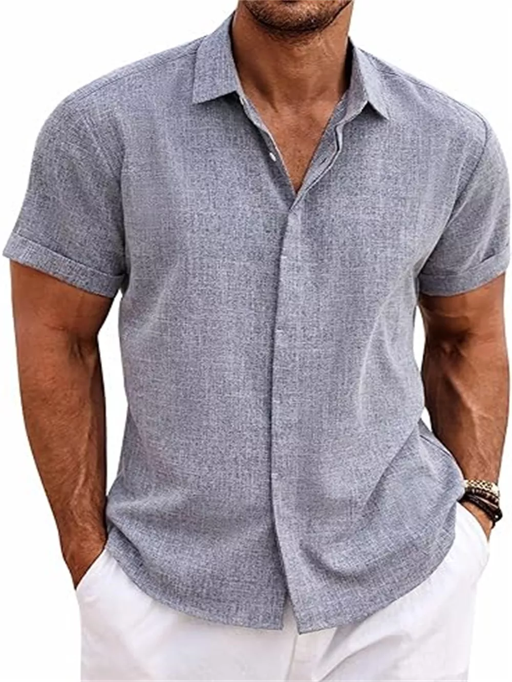 Men's Full Size Casual Short Sleeve Button-Down Shirt Plus Size, image 8