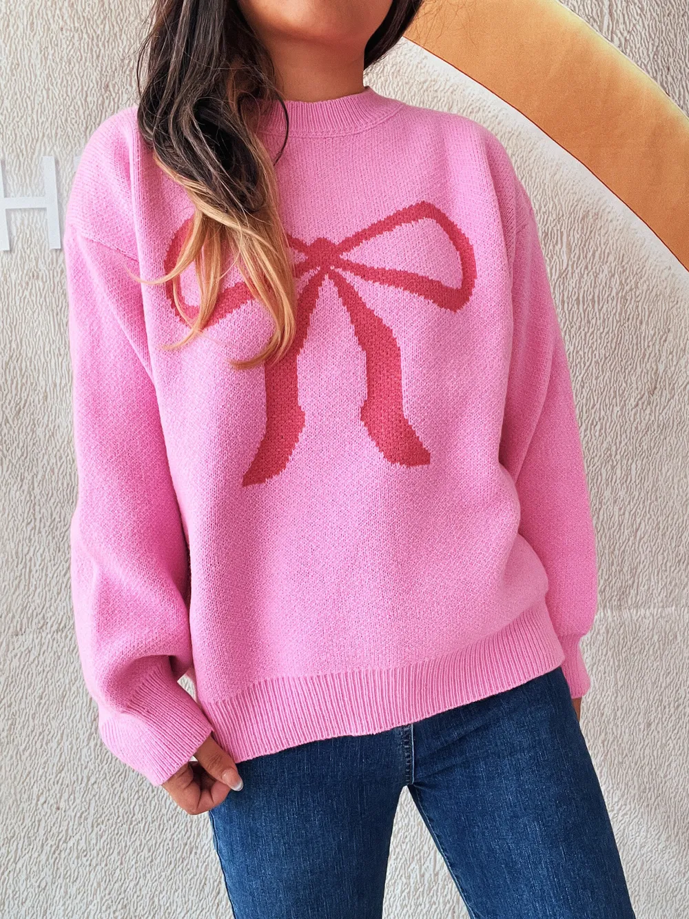 Bow Pattern Casual Long Sleeve Sweater, image 20