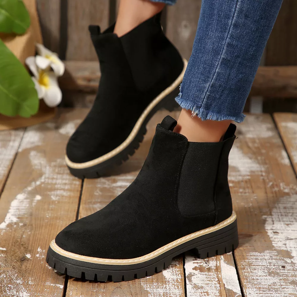 Round Toe Block Heels Boots, image 3