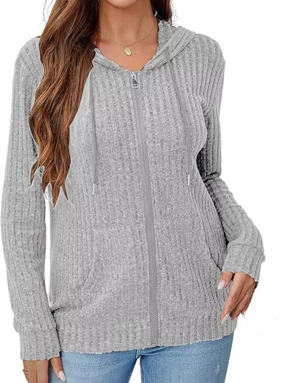 Ribbed Zip Up Hooded Outerwear, image 15
