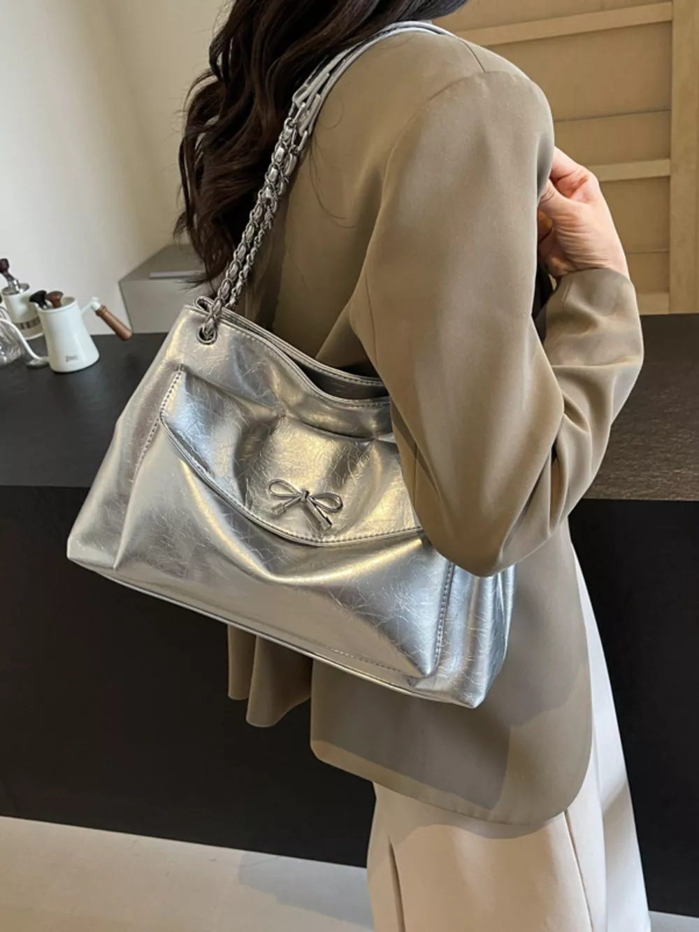 Bow-Accent Shoulder Bag