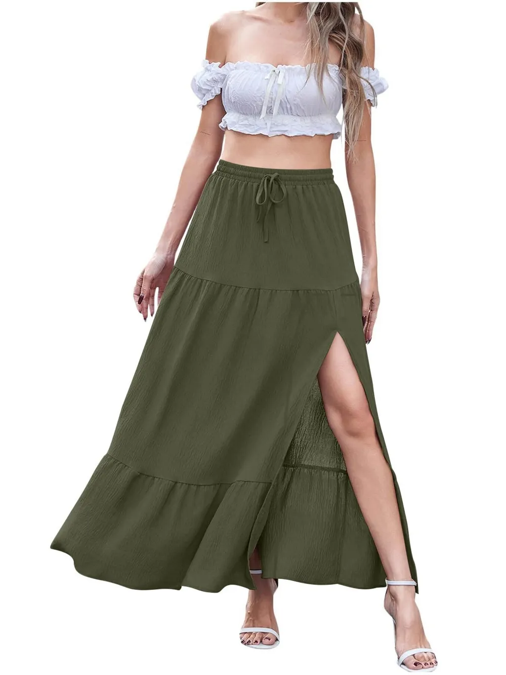 Full Size Slit Maxi Skirt Plus Size, image 12