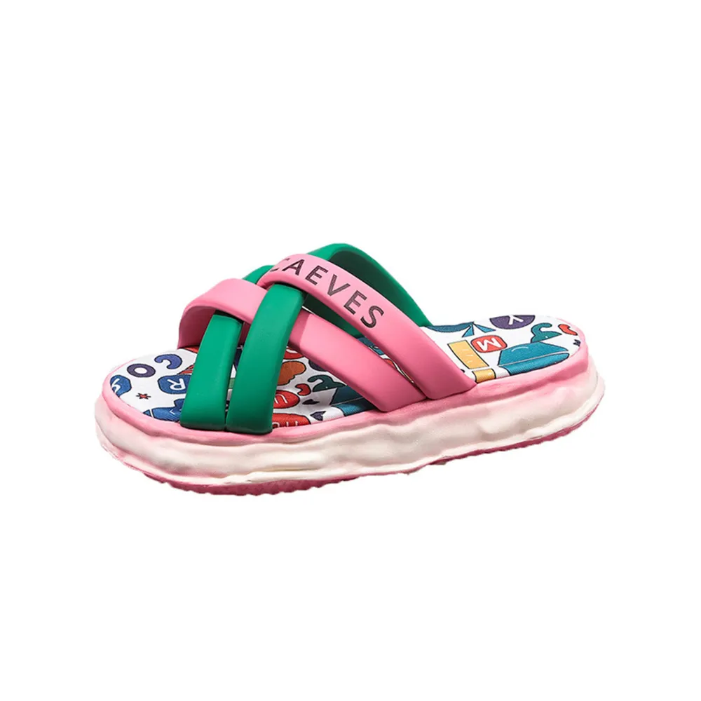 Colorful Letter Print Platform Sandals, image 4