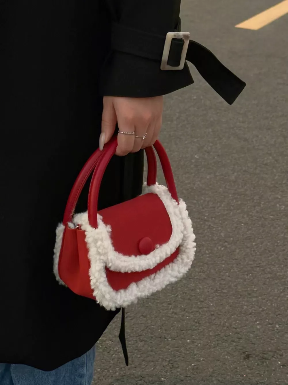 Fluffy Trim Mini Crossbody Bag, image 10
